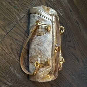 Cole Haan Trinity Python Print Metallic Gold Leather Shoulder Bag